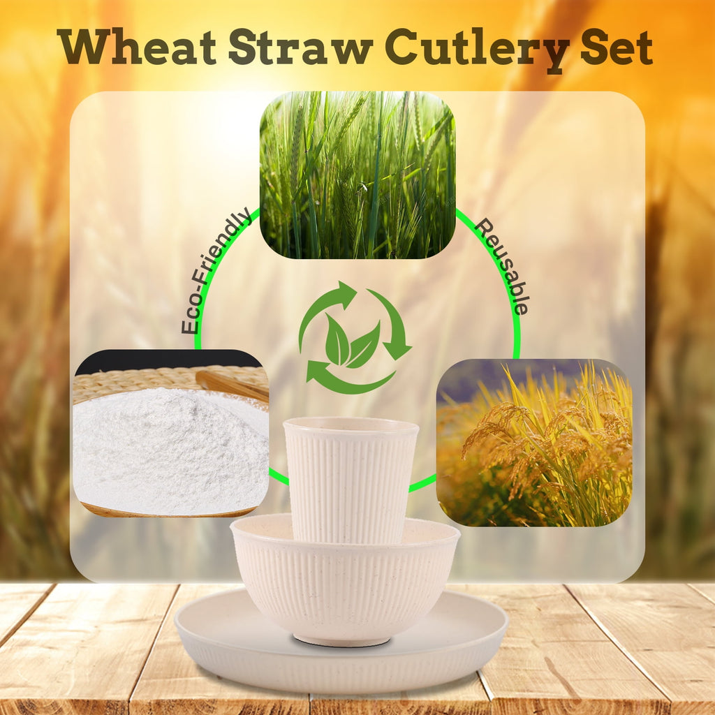 Soulgenix Wheat Straw Dinnerware Sets 18 Pcs, Dinnerware Sets for 6, Unbreakable Microwave Safe, Black