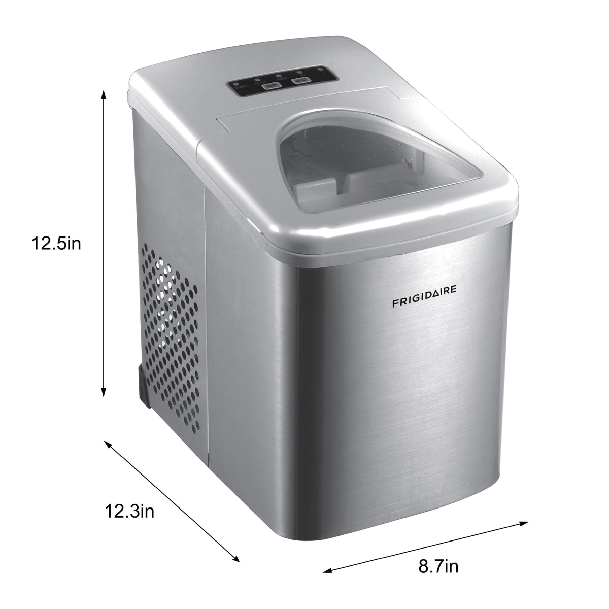 Frigidaire 26 lb. Bullet Ice Maker, Countertop Ice Machine with LED Control Panel, Red Stainless Steel