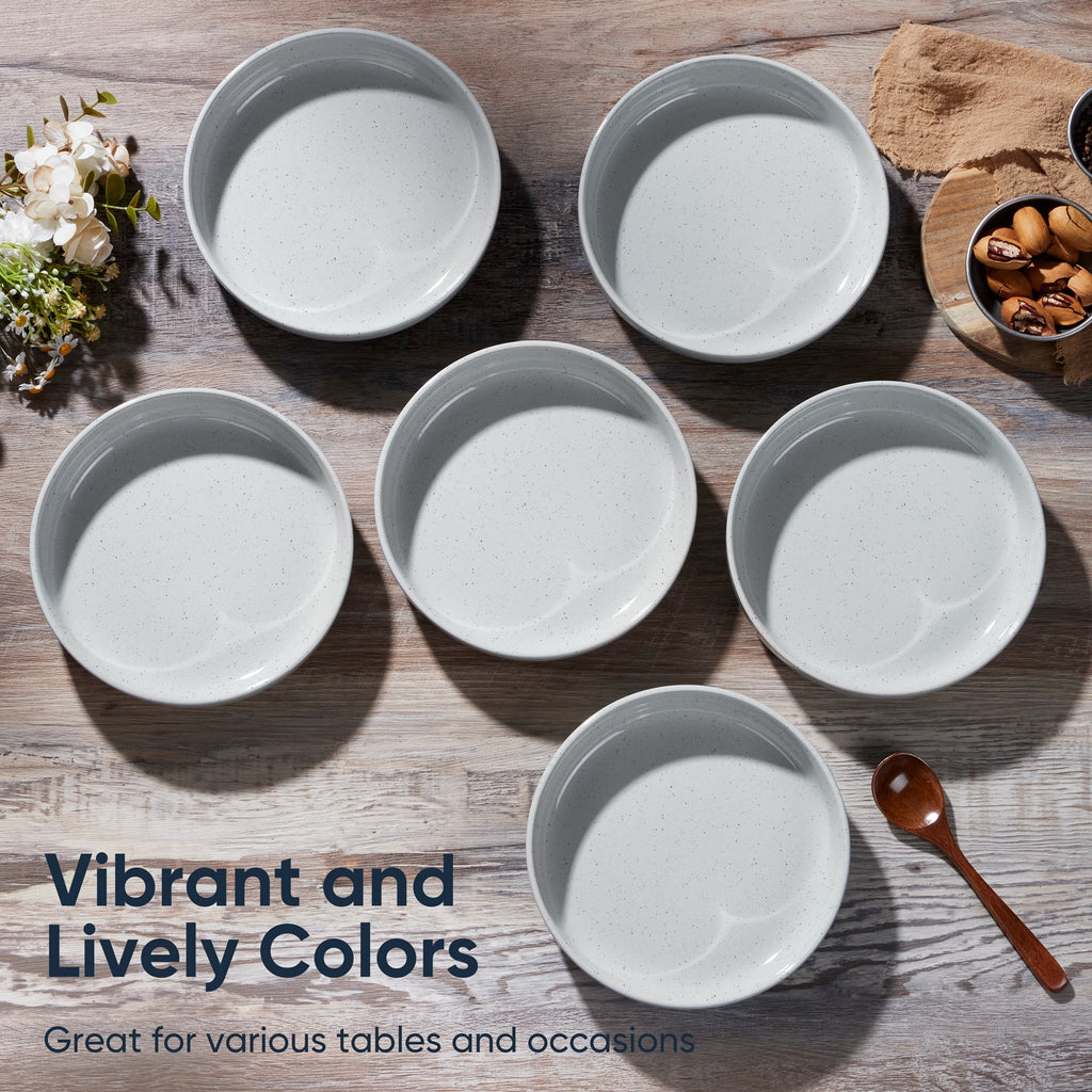 Vesteel Pasta Bowls Set of 6, 32oz Large Salad Bowl for Home Kitchen, Ceramic Serving Plates for Soup, Cereal, Fruits, Microwave & Dishwasher Safe, Speckled White