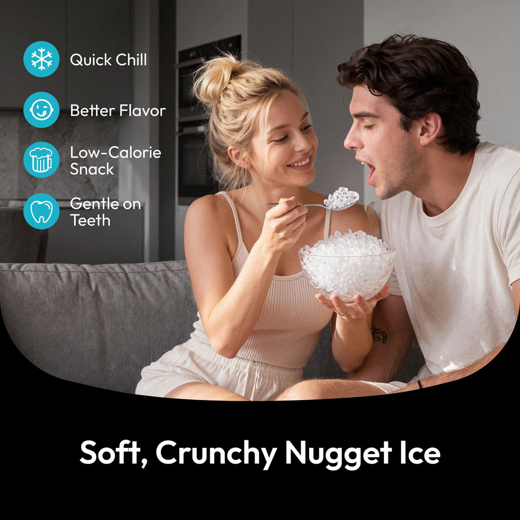 EUHOMY Countertop Nugget Ice Maker, 35lbs/24H Chewable Ice Machine, Self-Cleaning, Quiet Operation, Portable for Home, Office, Bar & RV, Black