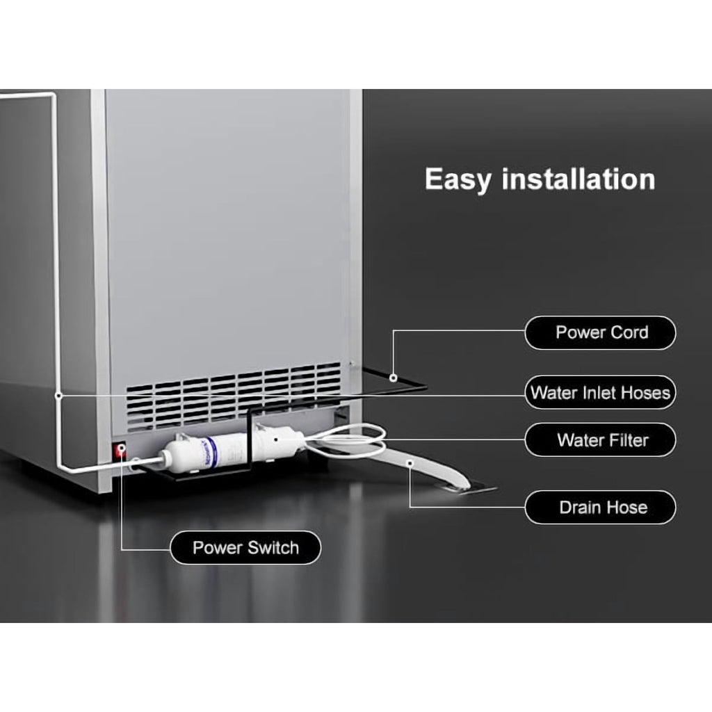 RIOXC Commercial Ice Maker 300LBS/24H, 20" Under Counter Ice Machine with 33LBS Storage Bin for Restaurants/Bars, ETL