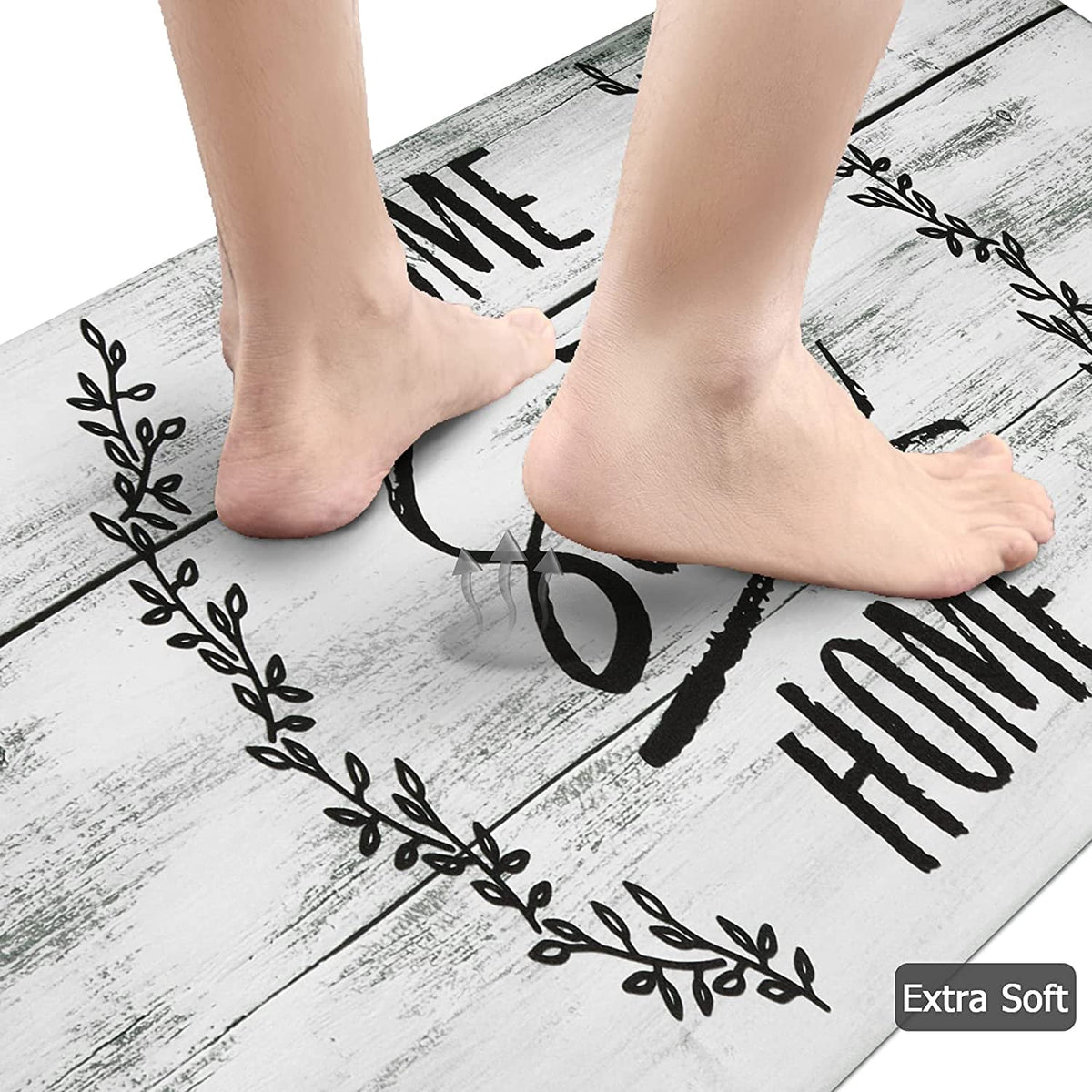 Findosom 2pcs Anti Fatigue Kitchen Rug Set,18"x30"+18"x47" Waterproof Non Slip Kitchen Runner Rug,0.4" Thick Cushioned Kitchen Floor Mats,Ergonomic Standing Mats Back Pain Relief Laundry Foam Rug
