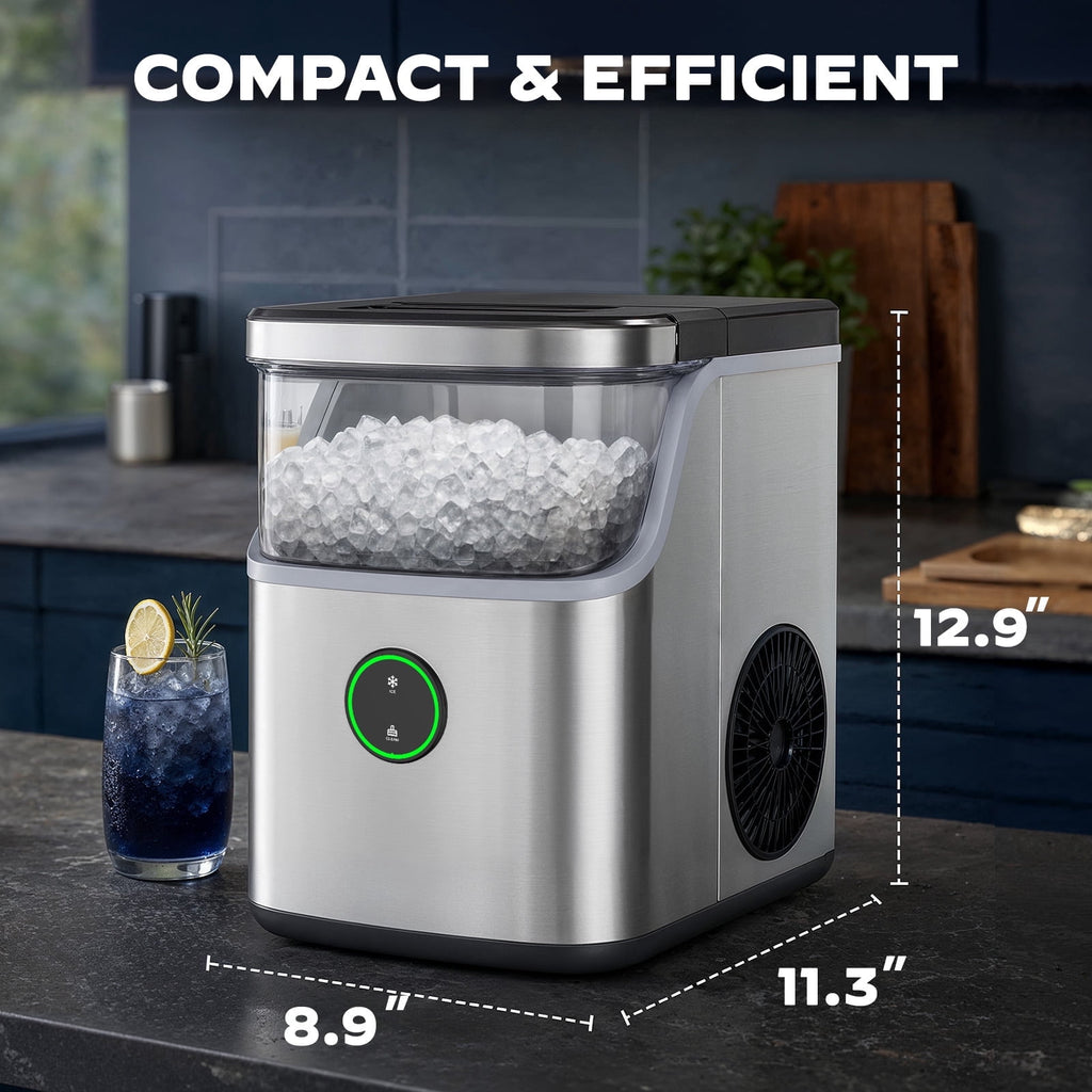 Philergo 35lbs/24H Nugget Ice Maker Countertop with Detachable Ice Basket, Portable Ice Machine,Chewable Ice, Self-Cleaning, Silver