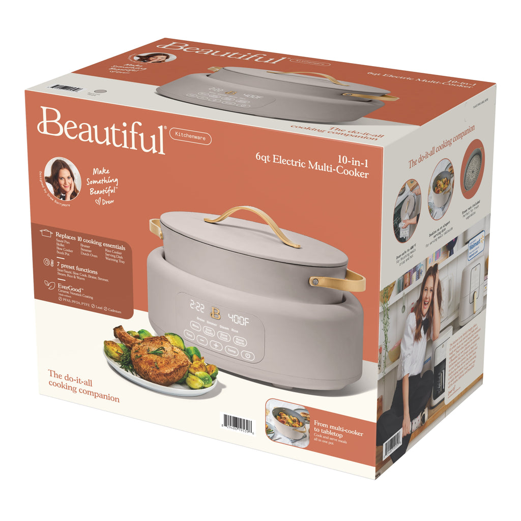 Beautiful 10 in 1, 6 Qt Electric Multi-Cooker, Thyme Green by Drew Barrymore