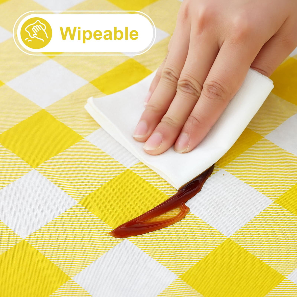 decorUhome Rectangle Tablecloth, Waterproof Vinyl Flannel Backed Table Cloth, Buffalo Wipeable Plastic Table Cover for Kitchen and Outdoor, Black and White, 60" x 84"