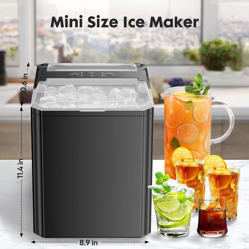 Simenmax Ice Maker Countertop – 26lbs Desktop ice maker with Handle for Home, Kitchen, Office, Outdoors, RV, Camping, White