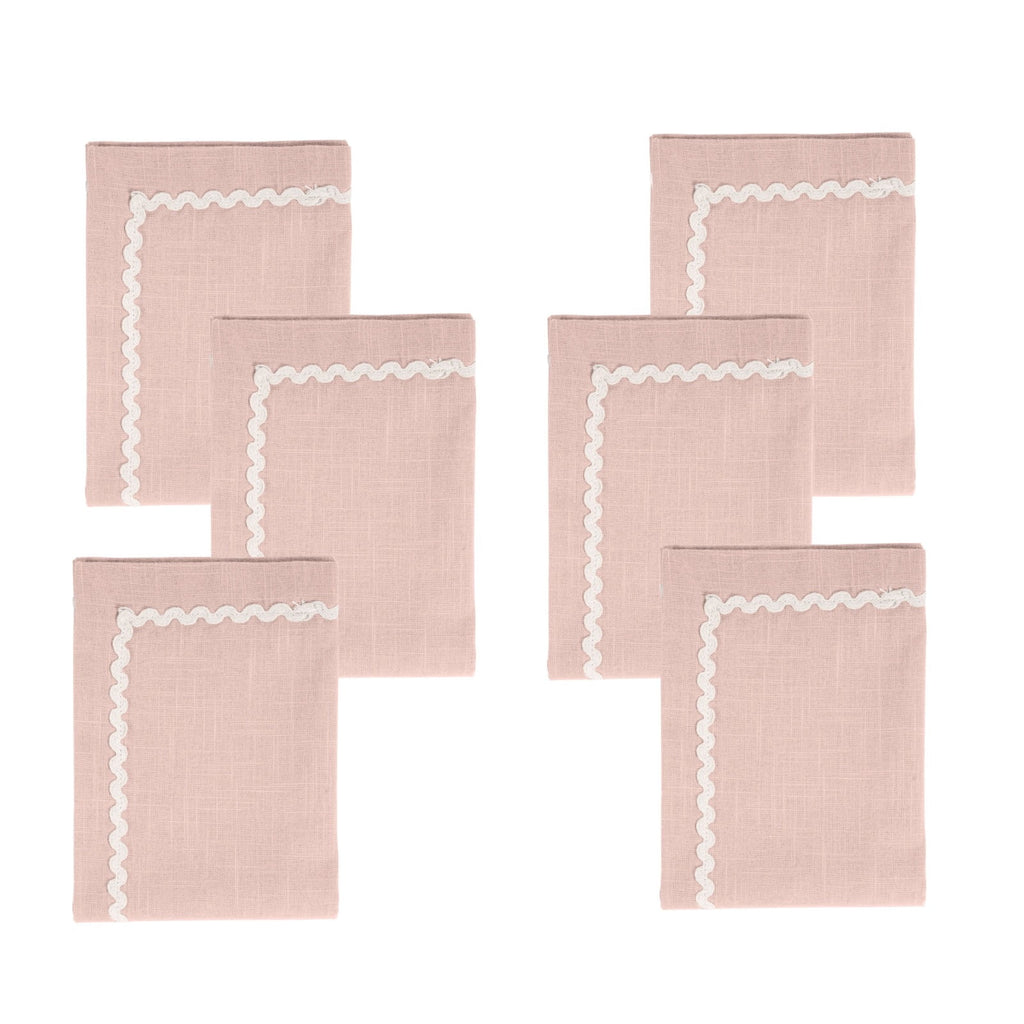 Fingercraft Cloth Napkin, Soft Quality Cotton Linen Blend Fabric, Dinner Napkins with Premium White Lace, 6 Pack, 20”x20” Aqua