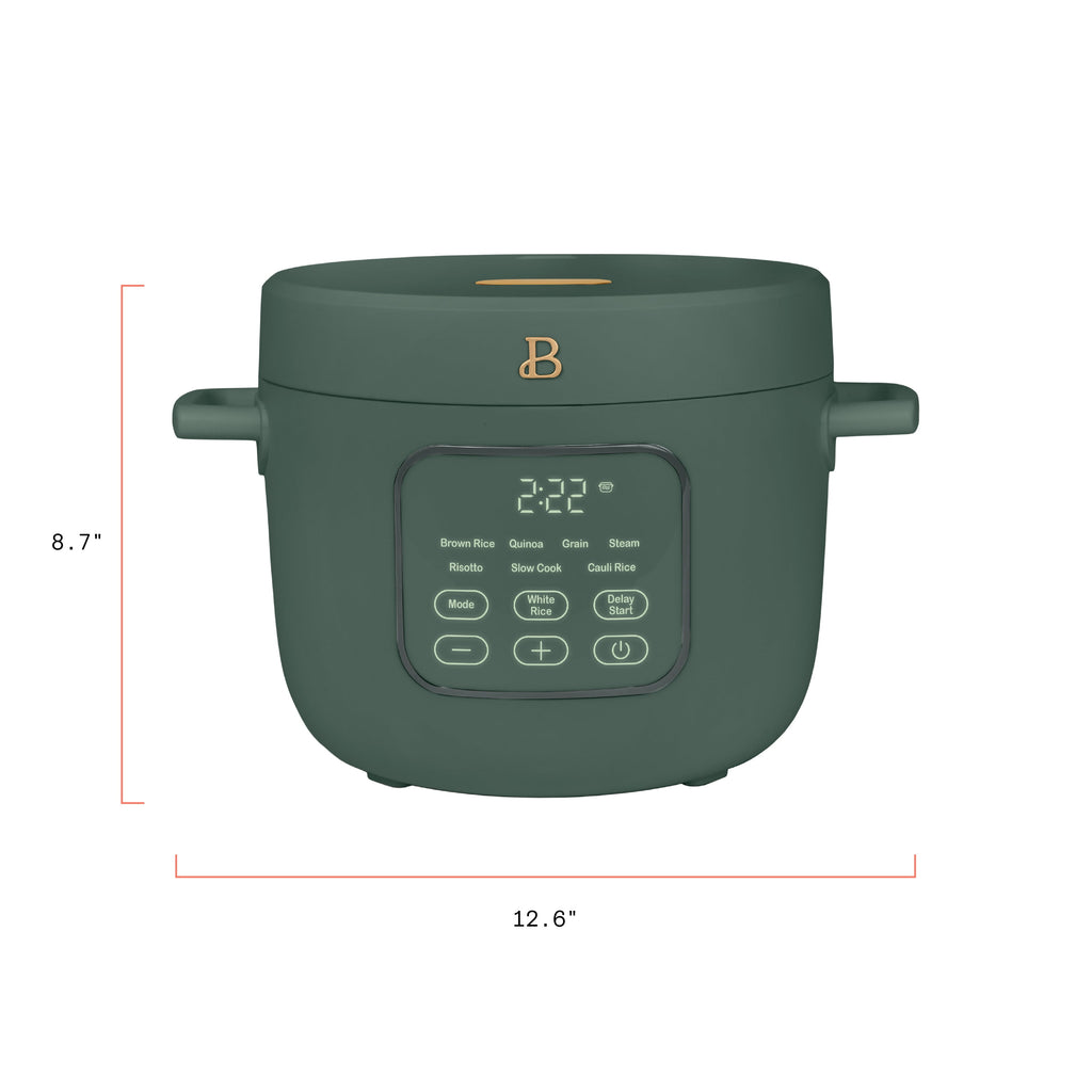 Beautiful 14-Cup Cooked, 6-Cups Uncooked Electric Rice and Grain Cooker, EverGood Ceramic Nonstick Coating, Thyme Green by Drew Barrymore