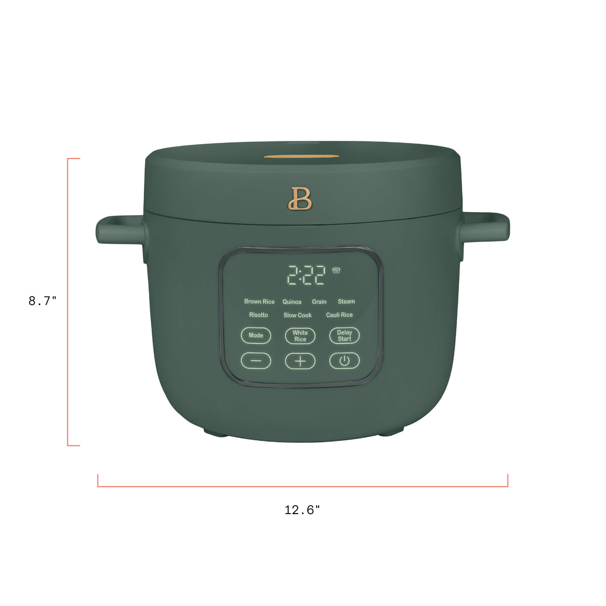 Beautiful 14-Cup Cooked, 6-Cups Uncooked Electric Rice and Grain Cooker, EverGood Ceramic Nonstick Coating, Thyme Green by Drew Barrymore