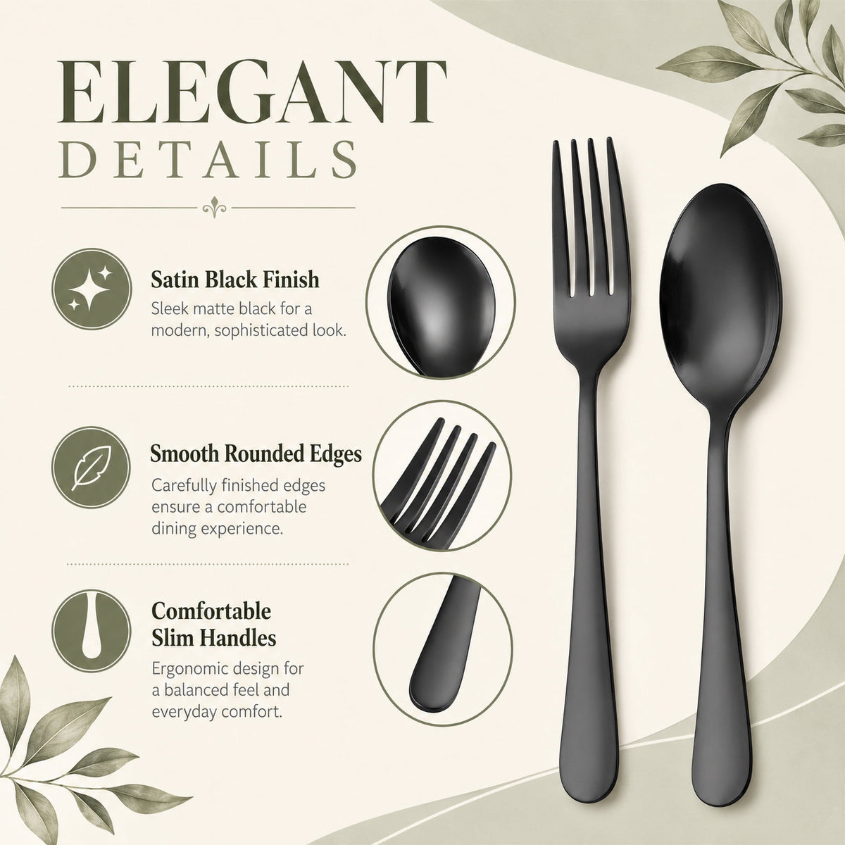 TINANA Silverware Sets, 24 PCS Flatware Set for 4, Stainless Steel Cutlery Utensil Set with Steak Knives Mirror Polished Forks and Spoons, Silver