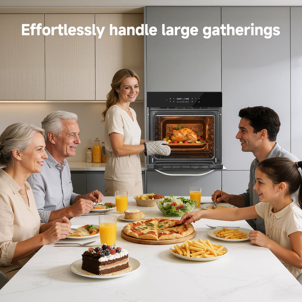 24" Built-In Electric Single Wall Oven, 2.7 Cu. ft. Stainless Steel Convection Oven with Air Fry & Rotisserie, 8 Functions