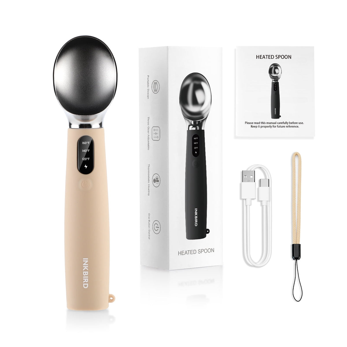 Heated Ice Cream Scoop Rapid Heating Food Grade Stainless Steel 3-Level Temperature Control Waterproof, Effortless Scooping for Seniors, Kids & Women