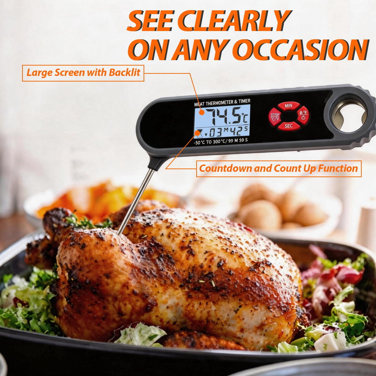 AGCAN Digital Meat Thermometer Instant Read Food Thermometers for BBQ Grilling Cooking