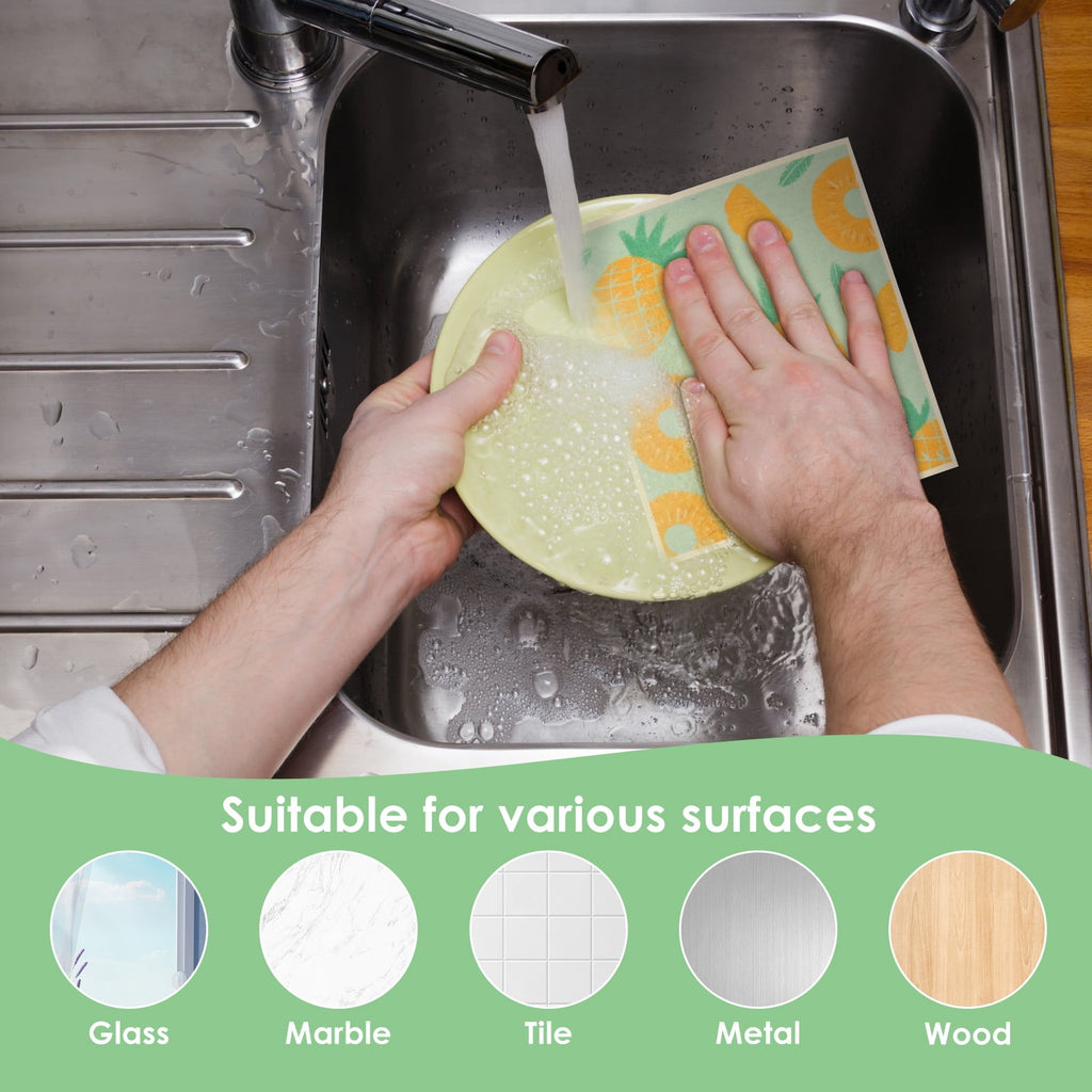 10 Pcs Swedish Dishcloths Reusable Kitchen Dish Towels Absorbent Dishcloths Washable Cellulose Sponge Cloths Quick Drying Cleaning Cloths Soft Kitchen Dish Cloth, 7.7 x 6.7in