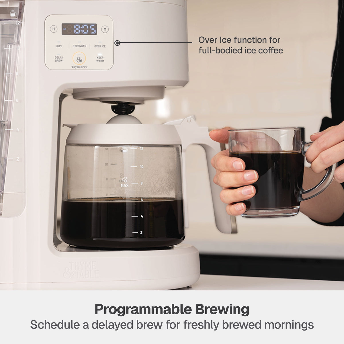 Thyme & Table 12-Cup Programmable Drip Coffee Maker, 60oz Water Reservoir, Atlantic Blue