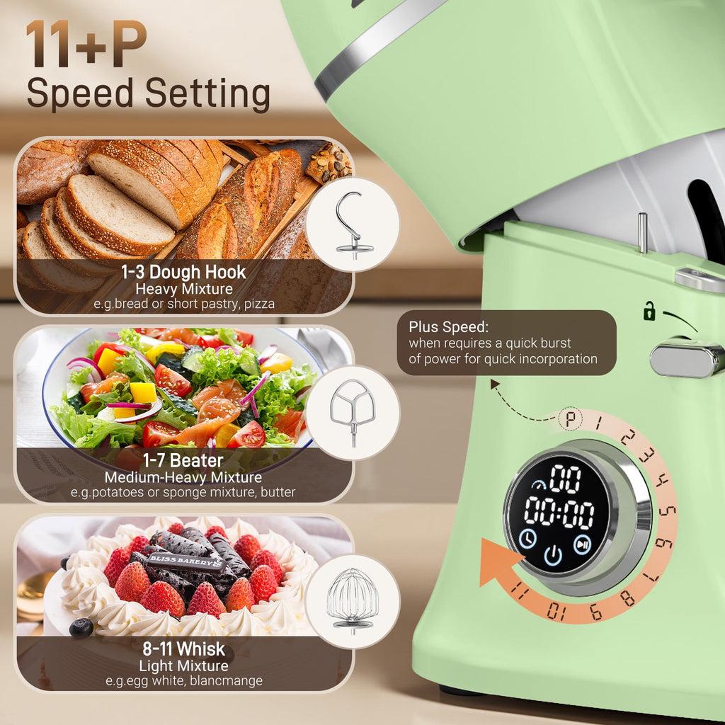 7QT Stand Mixer Aluminum Die Casting,650W 11 Speed Tilt-Head Kitchen Electric Stand Mixer, Household Food Mixer with Stainless Steel Bowl, Dough Hook, Whisk and Beater,Food Mixer for Baking, Cake