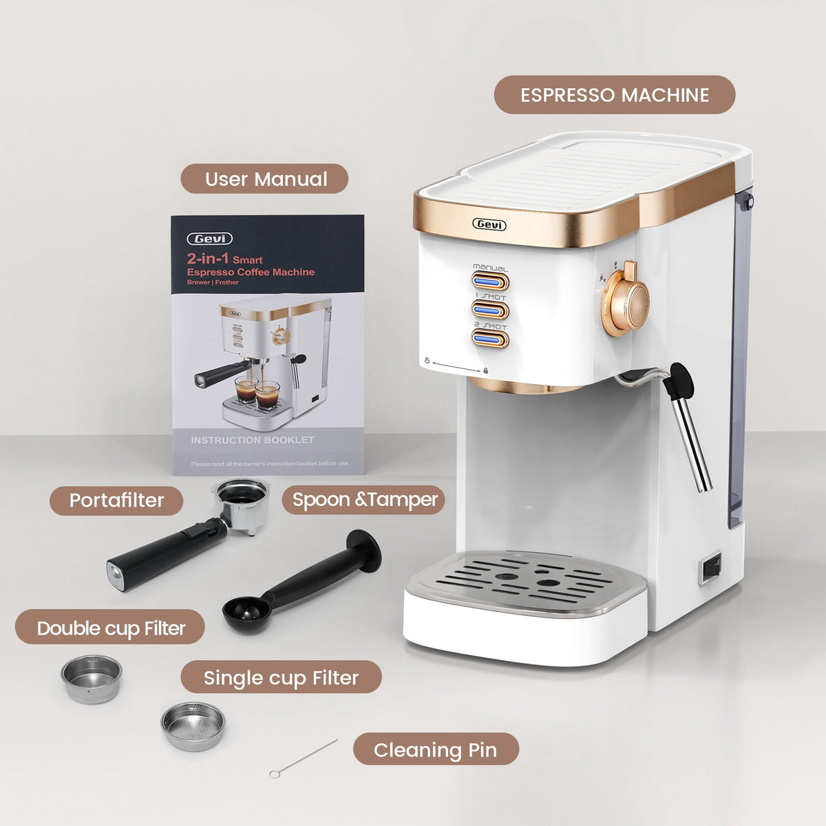 Gevi 20 Bar Espresso Machine, Coffee Maker with Milk Frother