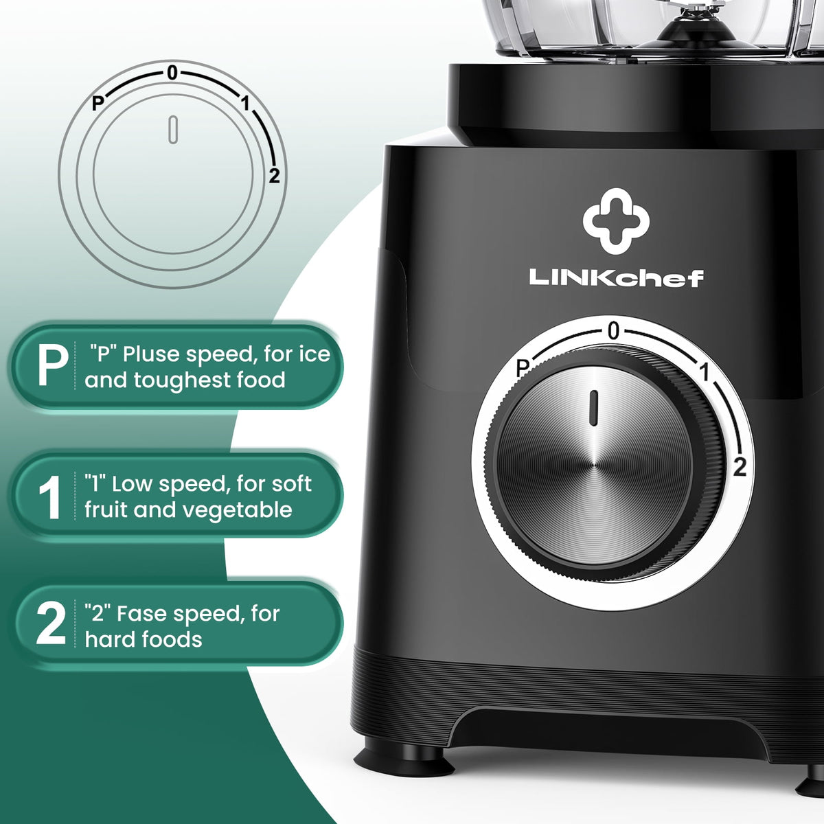 LINKChef Smoothie Blender 57oz Food Processor Combo with Powerful Chopper Grinder