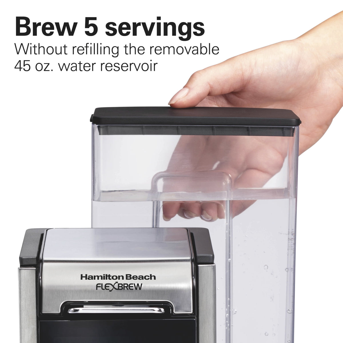 Hamilton Beach FlexBrew 4-in-1 Coffee Maker, Single Serve & Full Pot Coffee Brewer with Removable 45 oz Water Reservoir