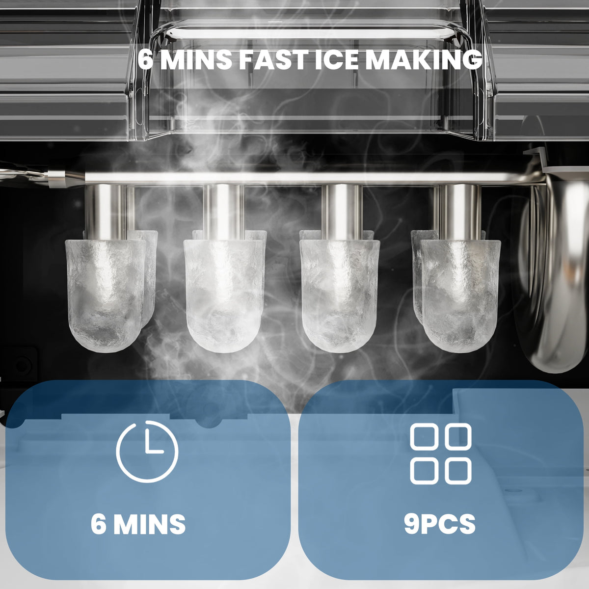 Havato Countertop Ice Maker, 8 Bullet Ice Cubes in 6 Mins, 26lbs/24H, w/ Scoop & Basket, White