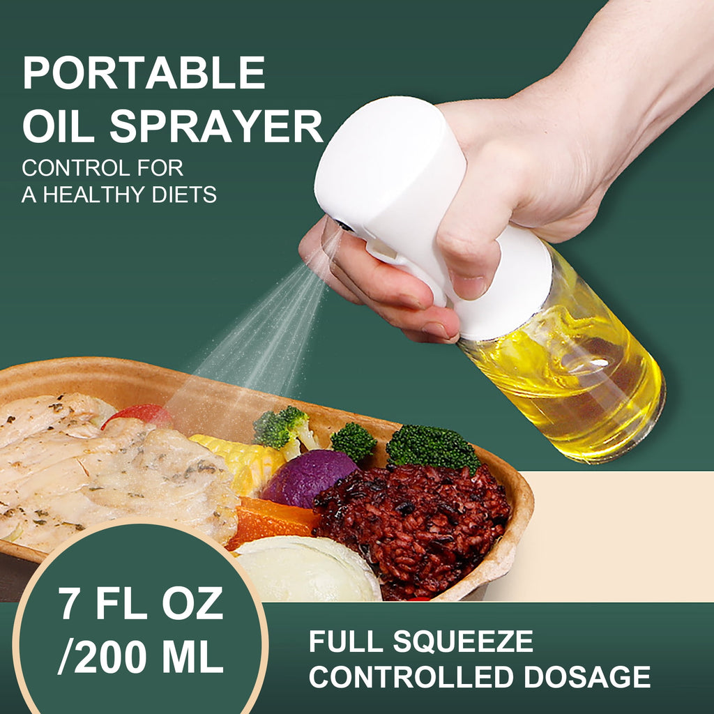 AGCAN Oil Sprayer for Cooking, 2 Pack Glass Olive Oil Sprayer Mister 220ml/7.4oz Glass Oil Dispenser for Air Fryer, BBQ, Baking, Salad