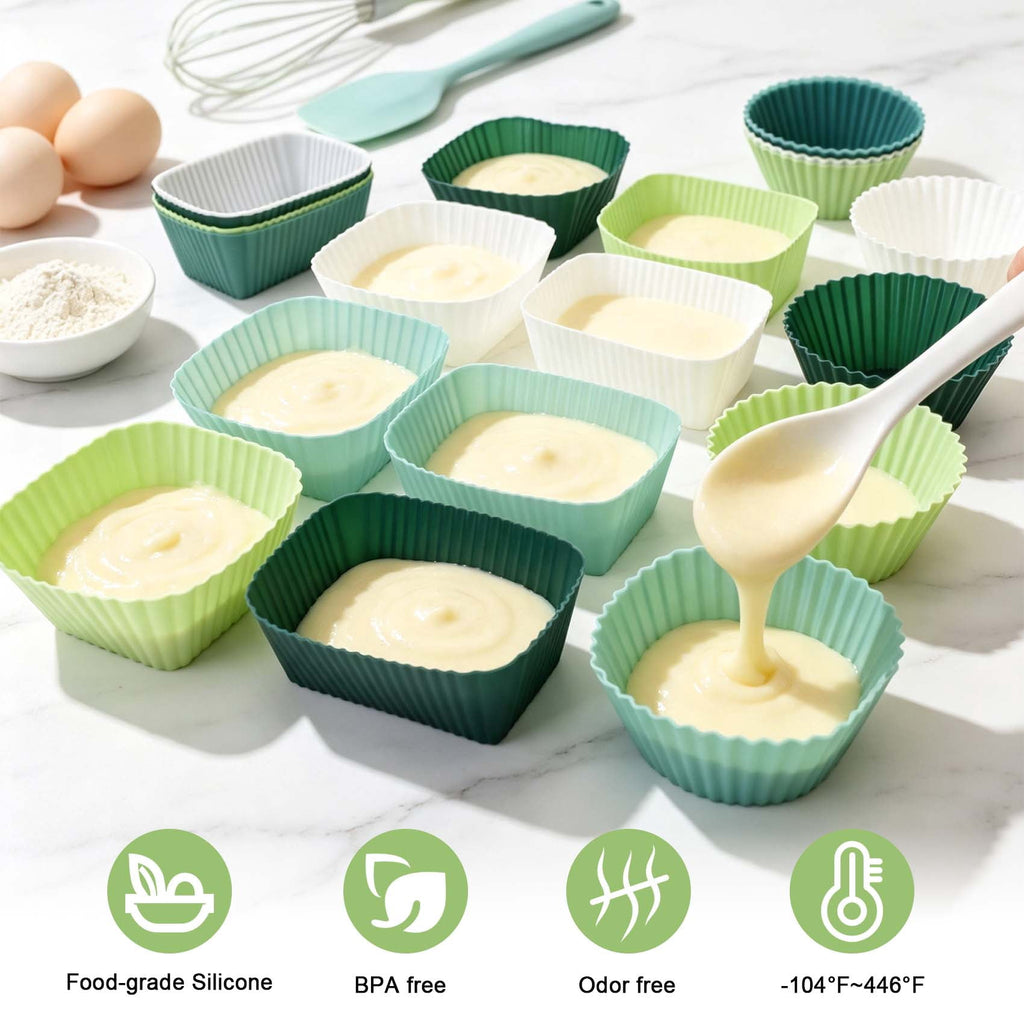 24PCS Silicone Baking Cups Muffin Liners Cupcake Holders Reusable Non-Stick for Oven Microwave Dishwasher
