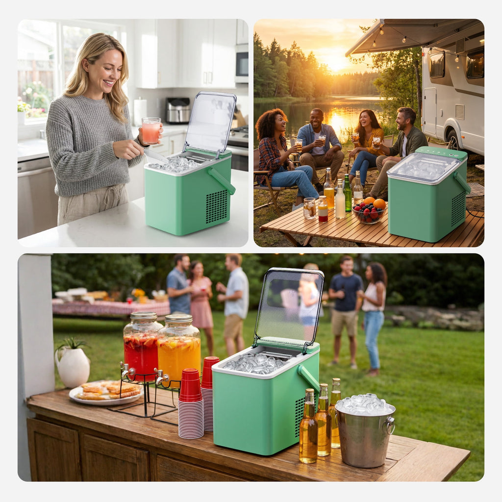 SIMZLIFE Portable Countertop Ice Maker, 26 Lbs/Day, 9 Bullet Ice Cubes in 6 Minutes, 2 Ice Sizes, Self-Cleaning Ice Machine, Black