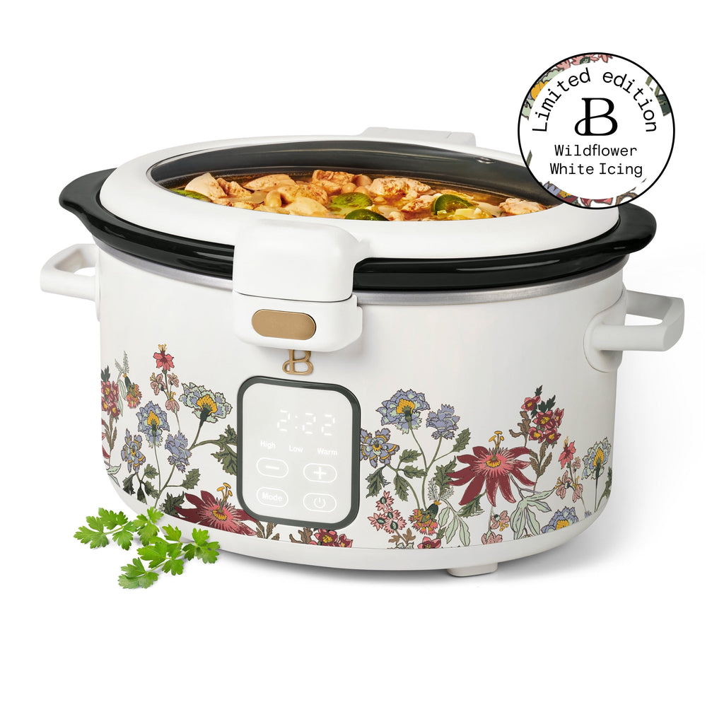 Beautiful 4 Qt Digital Slow Cooker with Hinged Locking Lid, Thyme Green by Drew Barrymore