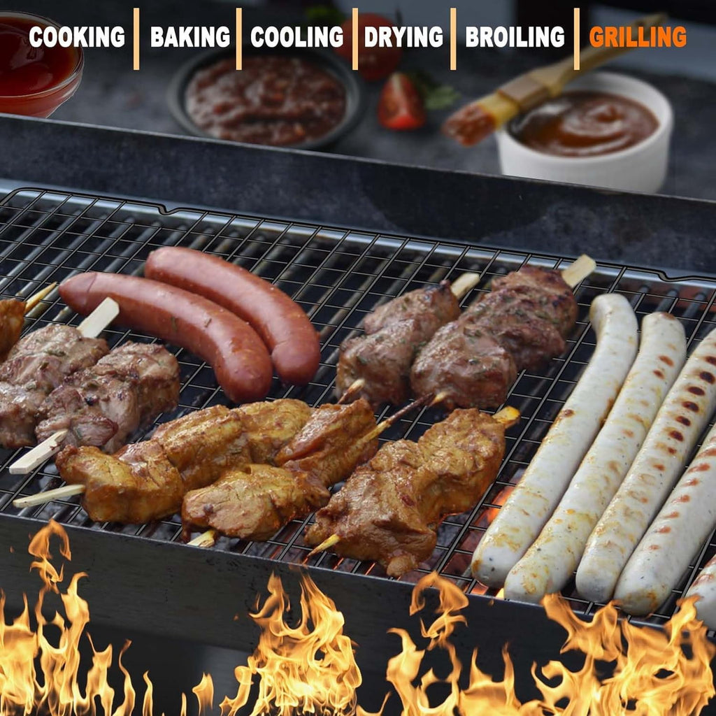 Mirdinner 3P Cooling Rack for Baking, 15.8"×9.8" Stainless Steel Baking Rack, Oven Safe Black Roasting Rack & Wire Rack & Cookie Cooling Rack for Cooking, Roasting, Grilling, Drying