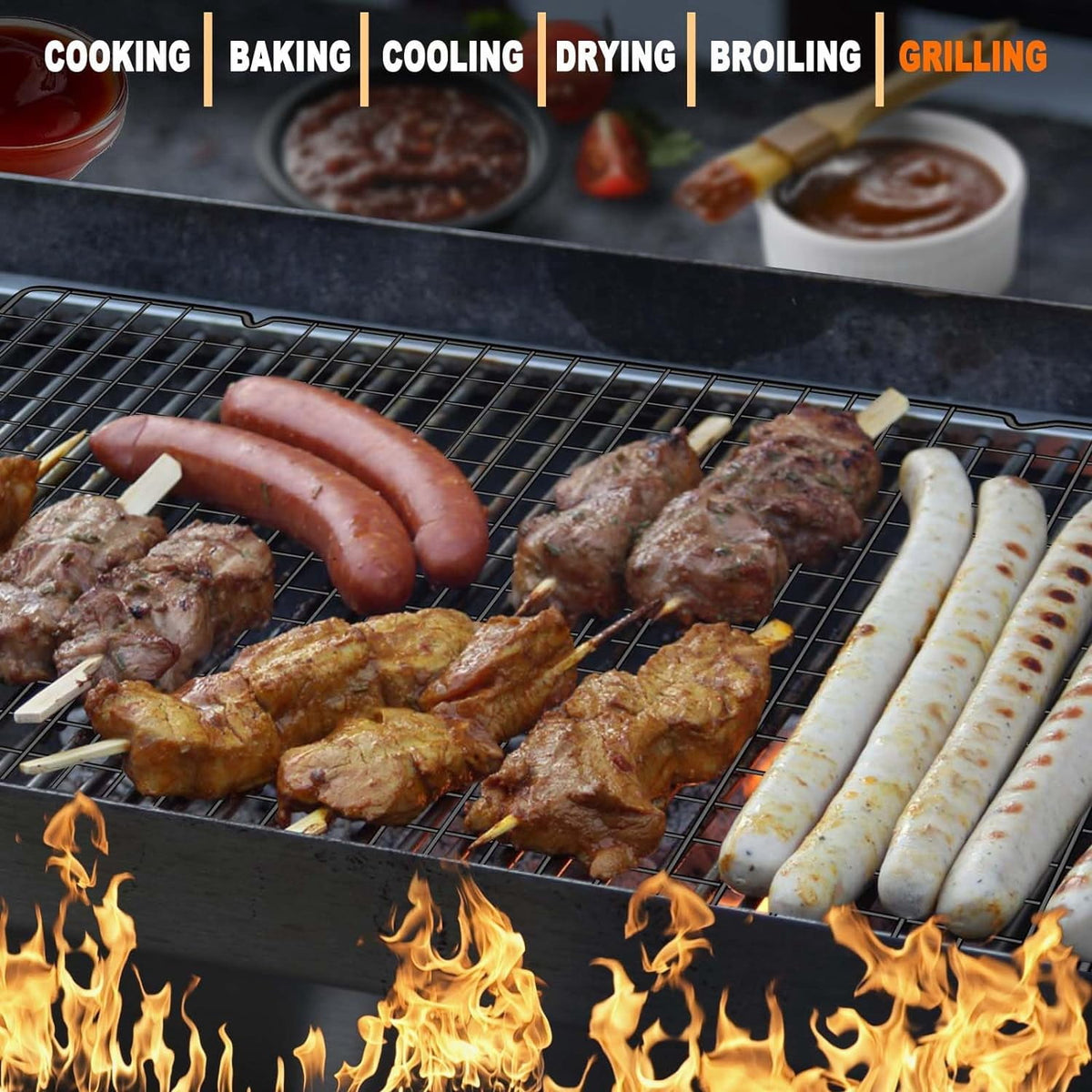 Mirdinner 3P Cooling Rack for Baking, 15.8"×9.8" Stainless Steel Baking Rack, Oven Safe Black Roasting Rack & Wire Rack & Cookie Cooling Rack for Cooking, Roasting, Grilling, Drying