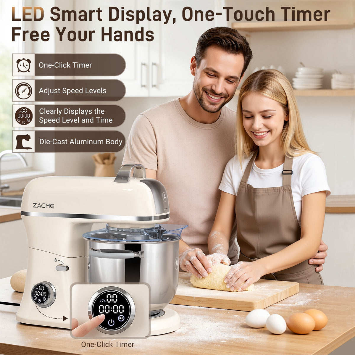 7QT Stand Mixer Aluminum Die Casting,650W 11 Speed Tilt-Head Kitchen Electric Stand Mixer, Household Food Mixer with Stainless Steel Bowl, Dough Hook, Whisk and Beater,Food Mixer for Baking, Cake