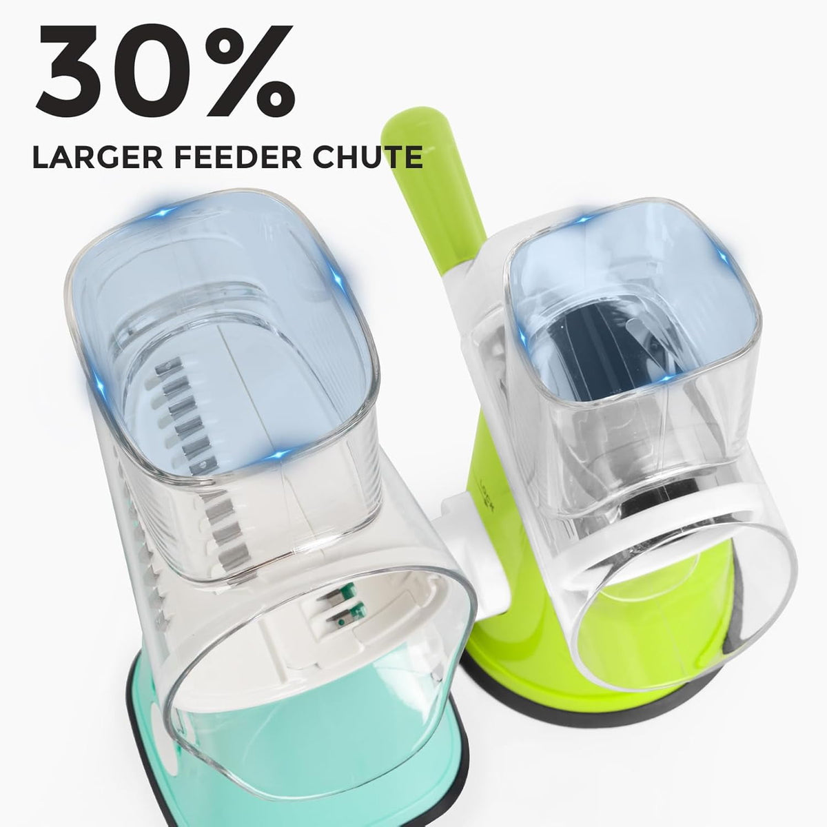 Premium Rotary Cheese Grater, Manual Cheese Grater for Kitchen, Handheld Vegetables Slicer Cheese Shredder with Rubber Suction Base, 3 Stainless Drum Blades Included,Blue
