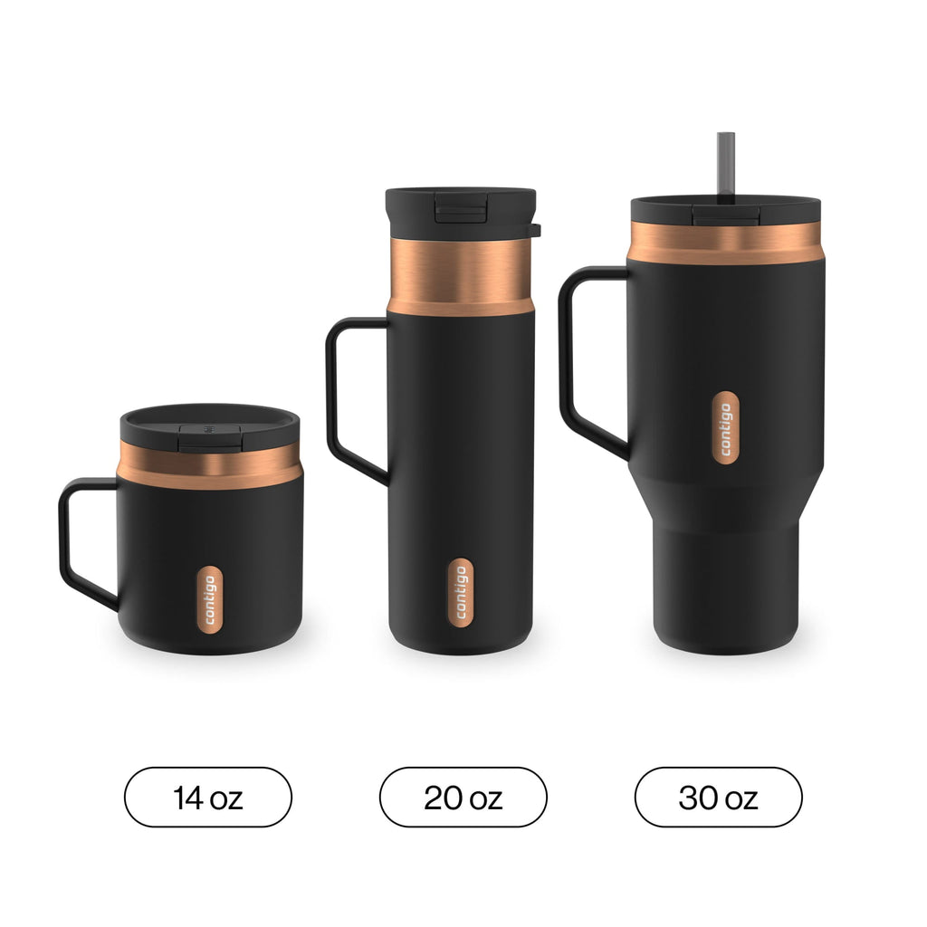Contigo 30oz SnapSeal Insulated Stainless Steel Tumbler with Straw, Licorice Black/Bronze