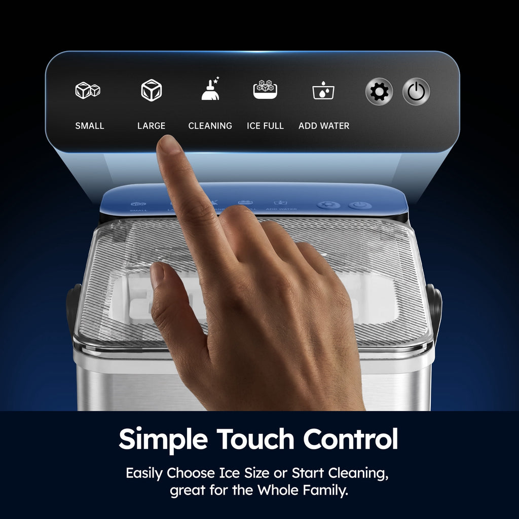 SIMZLIFE Portable Countertop Ice Maker, 26 Lbs/Day, 9 Bullet Ice Cubes in 6 Minutes, 2 Ice Sizes, Self-Cleaning Ice Machine, Black