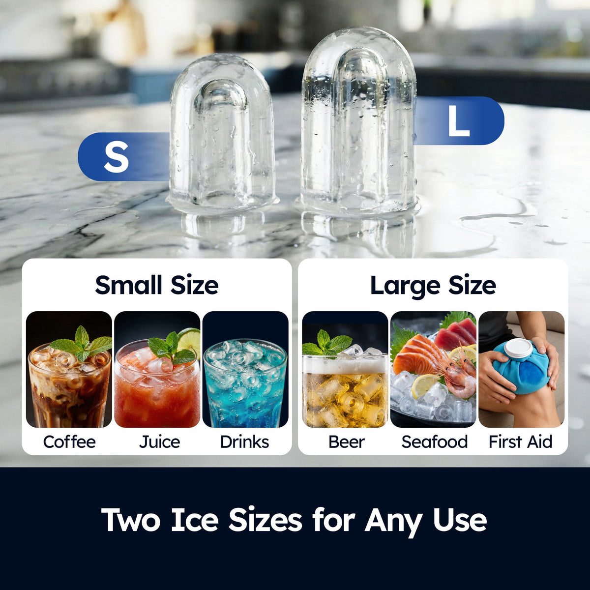 SIMZLIFE Portable Countertop Ice Maker, 26 Lbs/Day, 9 Bullet Ice Cubes in 6 Minutes, 2 Ice Sizes, Self-Cleaning Ice Machine, Black