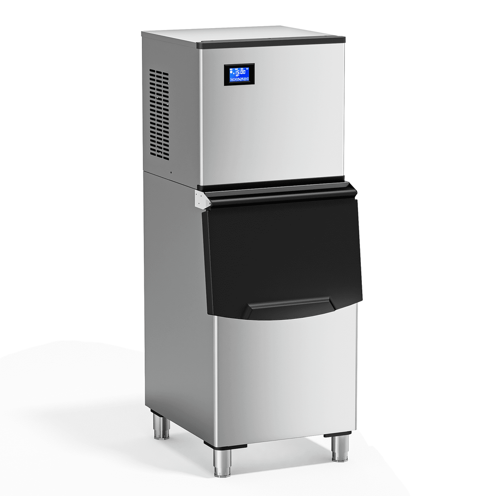 RIOXC Split Commercial Ice Maker Machine 650LBS/24H with 350lbs Ice Bin, Nugget Ice Makers Commercial, Clear Cube Pellet Ice Maker, Fast Ice Maker Ice-Ready in 8-15mins