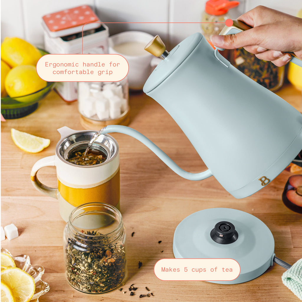 Beautiful 1-Liter Electric Gooseneck Kettle 1200 W, Chocolate by Drew Barrymore