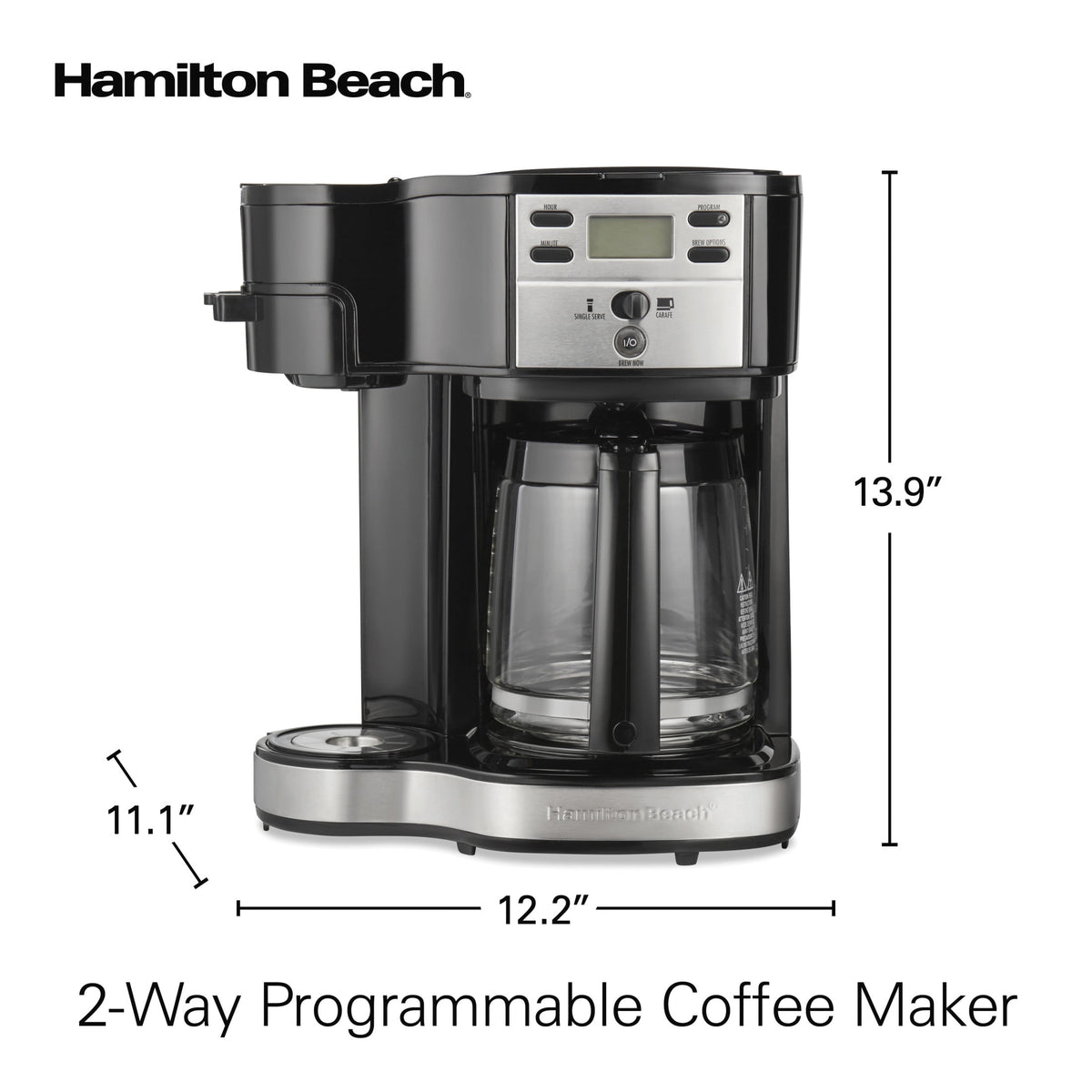Hamilton Beach 2-Way Programmable Coffee Maker, Single Serve Coffee Maker & 12-Cup Coffee Pot, Black