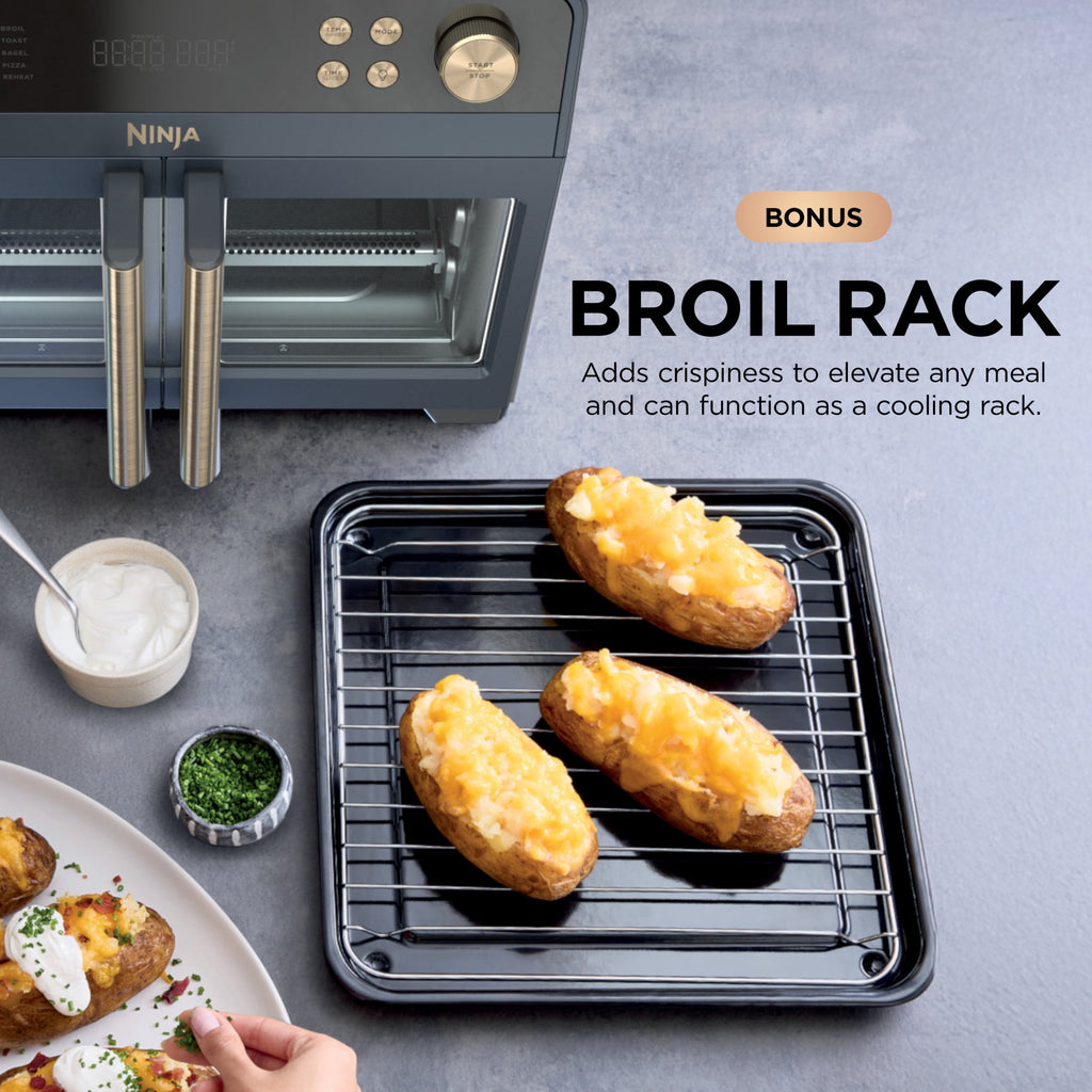 Ninja French Door 8-in-1 Countertop Oven, with Smart Surroundair Technology and Air Fry Function, Dishwasher Safe, 6 Pieces, FO100 Silver