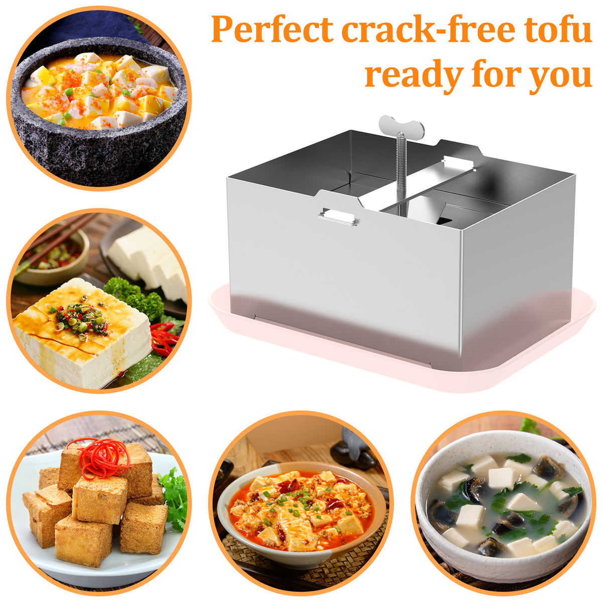 Ihvewuo Stainless Steel Tofu Press, Pressure Adjustable Tofu Press Maker with Drip Tray, Silver