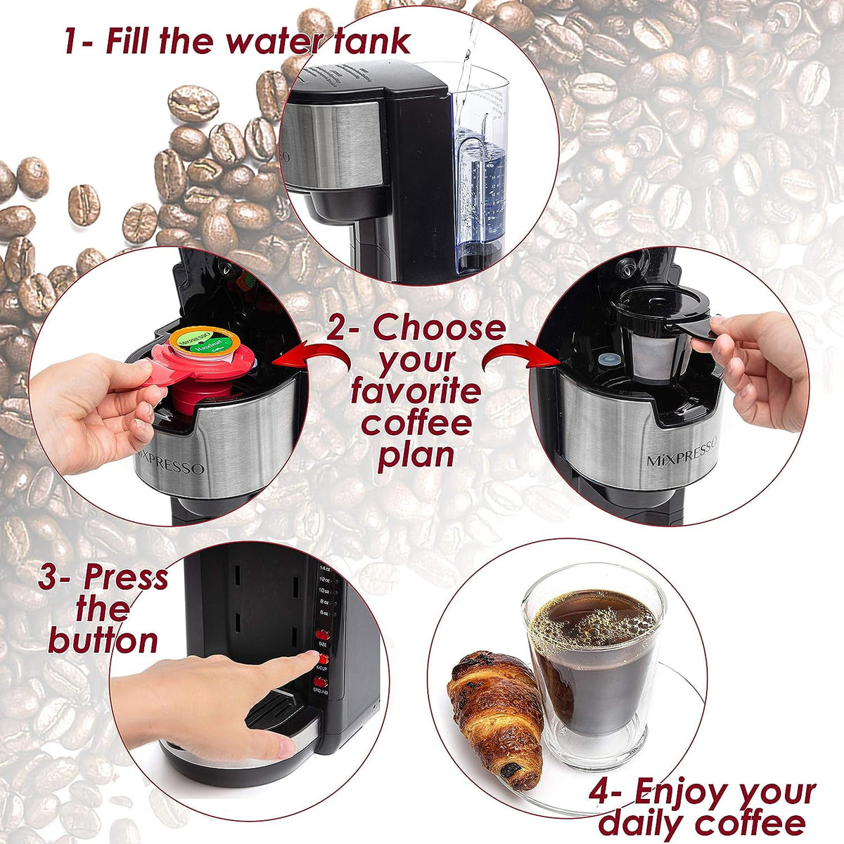 Mixpresso Single Serve Coffee Brewer, White