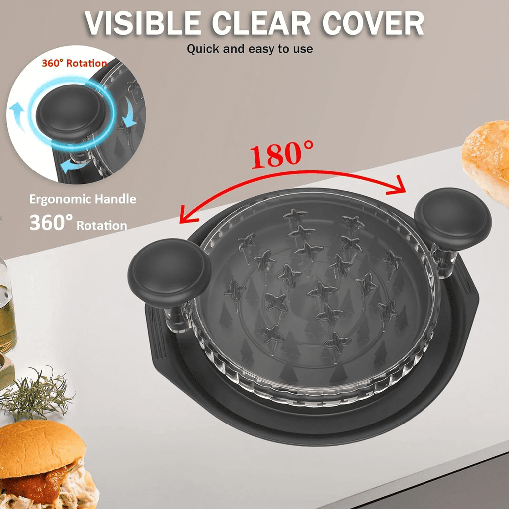 Chicken Shredder, Professional Chicken Breast Shredder Tool Twist with Transparent Lid for Chicken , Ergonomic Handle, Visible Meat Shredder, Non-Slip Design, BPA Free,Heat Resistant,Black