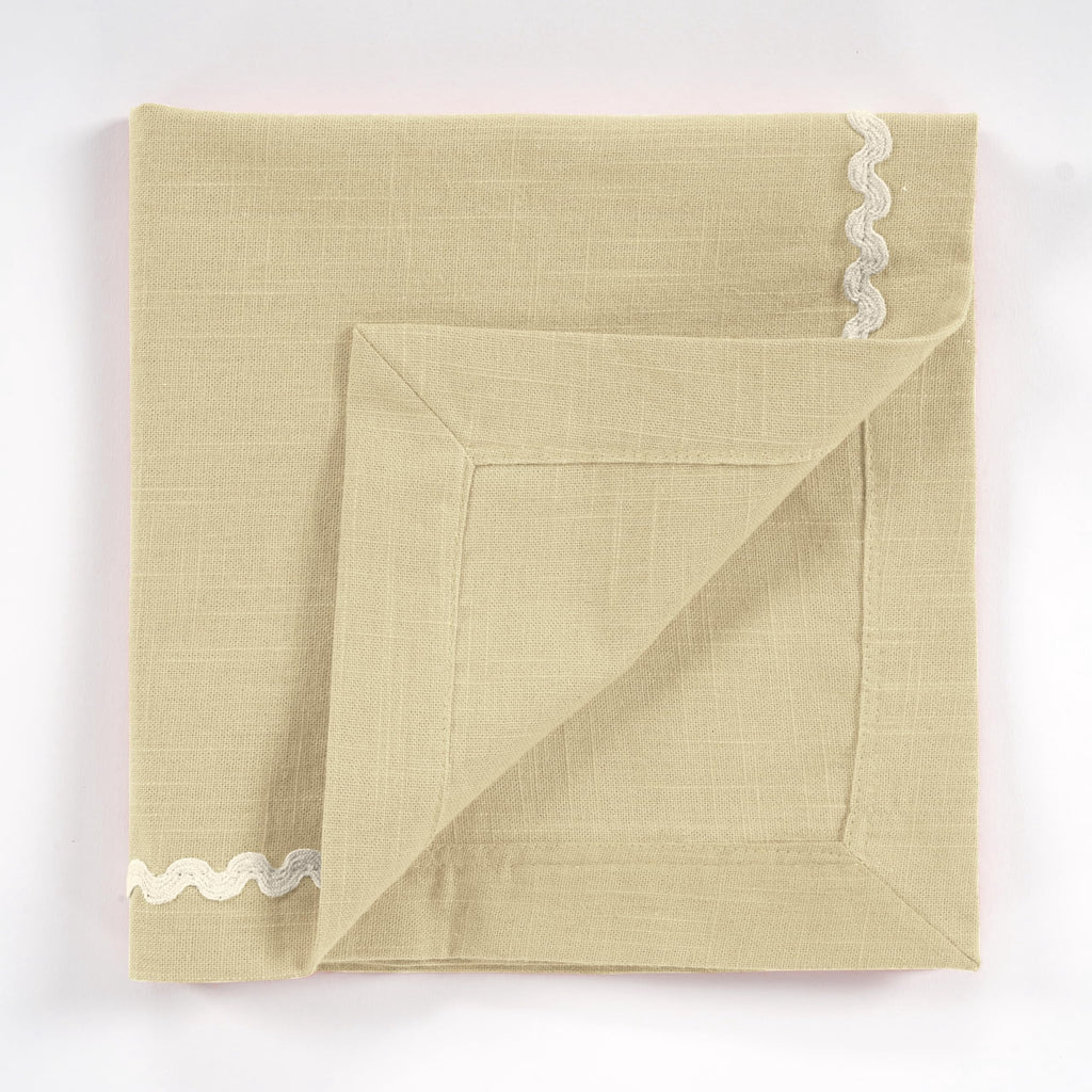 Fingercraft Cloth Napkin, Soft Quality Cotton Linen Blend Fabric, Dinner Napkins with Premium White Lace, 6 Pack, 20”x20” Aqua