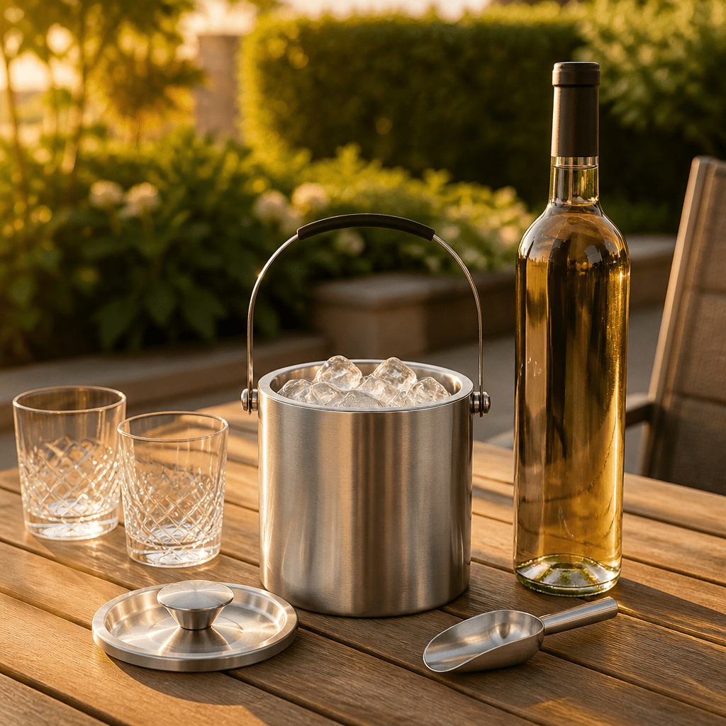 304 Stainless Steel Ice Bucket, 3L, Double Wall Insulated, with Lid, Carrying Handle and Ice Scoop, for Bar, Party, Outdoor