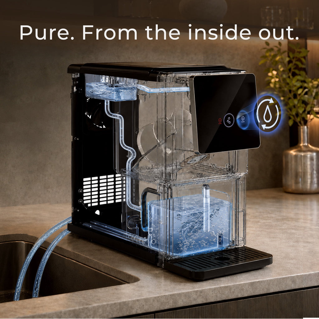 Goosiay Countertop Nugget Ice Makers Dispenser, 33lbs/Day Portable Pebble Crushed Ice Machine, Touch-Free Ice, Self-Cleaning for Home Kitchen Office