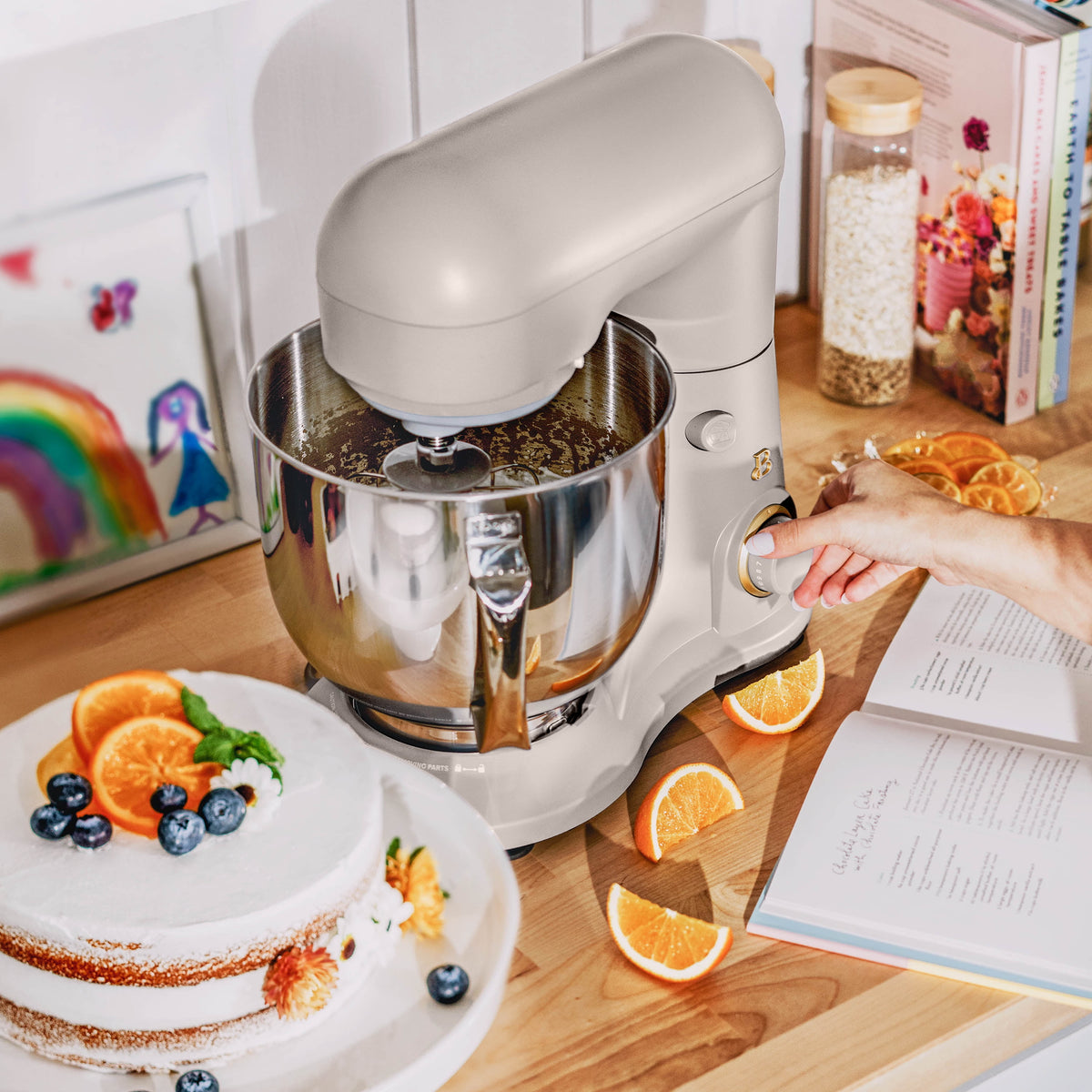 Beautiful 5.3 Qt Stand Mixer, Lightweight & Powerful with Tilt-Head, Chocolate by Drew Barrymore