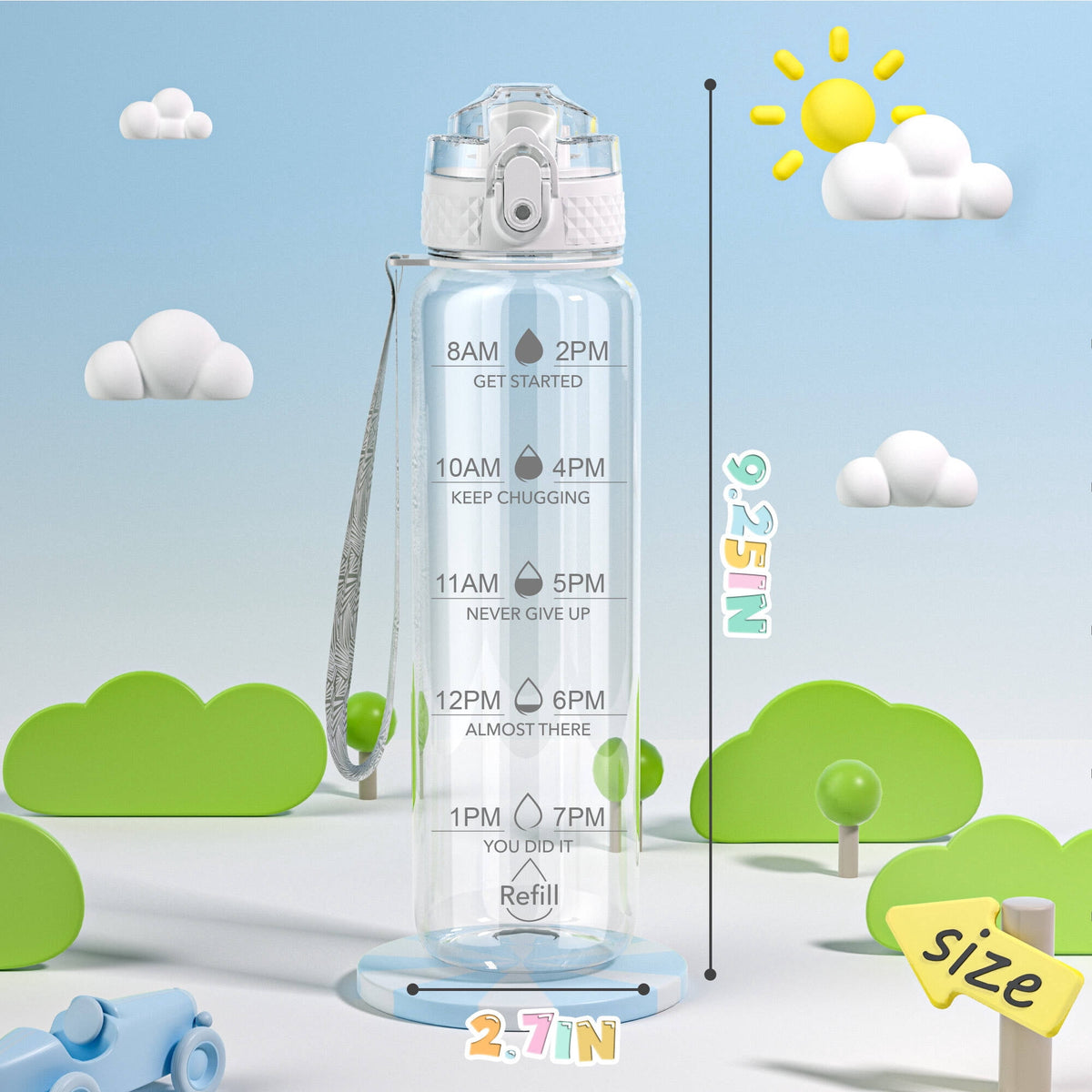 Oldley Transparent Tritan Kids Bottle – 17oz Straw Water Bottle with One-Hand Open Button, Lockable Leak-Proof Lid, Ideal for Daily Hydration
