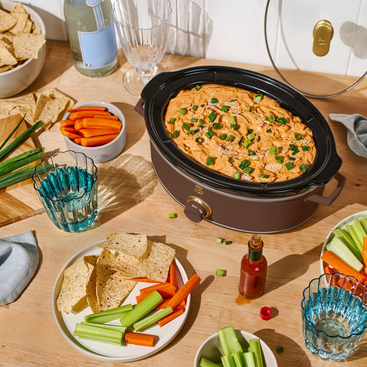 Beautiful 2.5 Qt Dip and Serve Manual Slow Cooker, Chocolate by Drew Barrymore