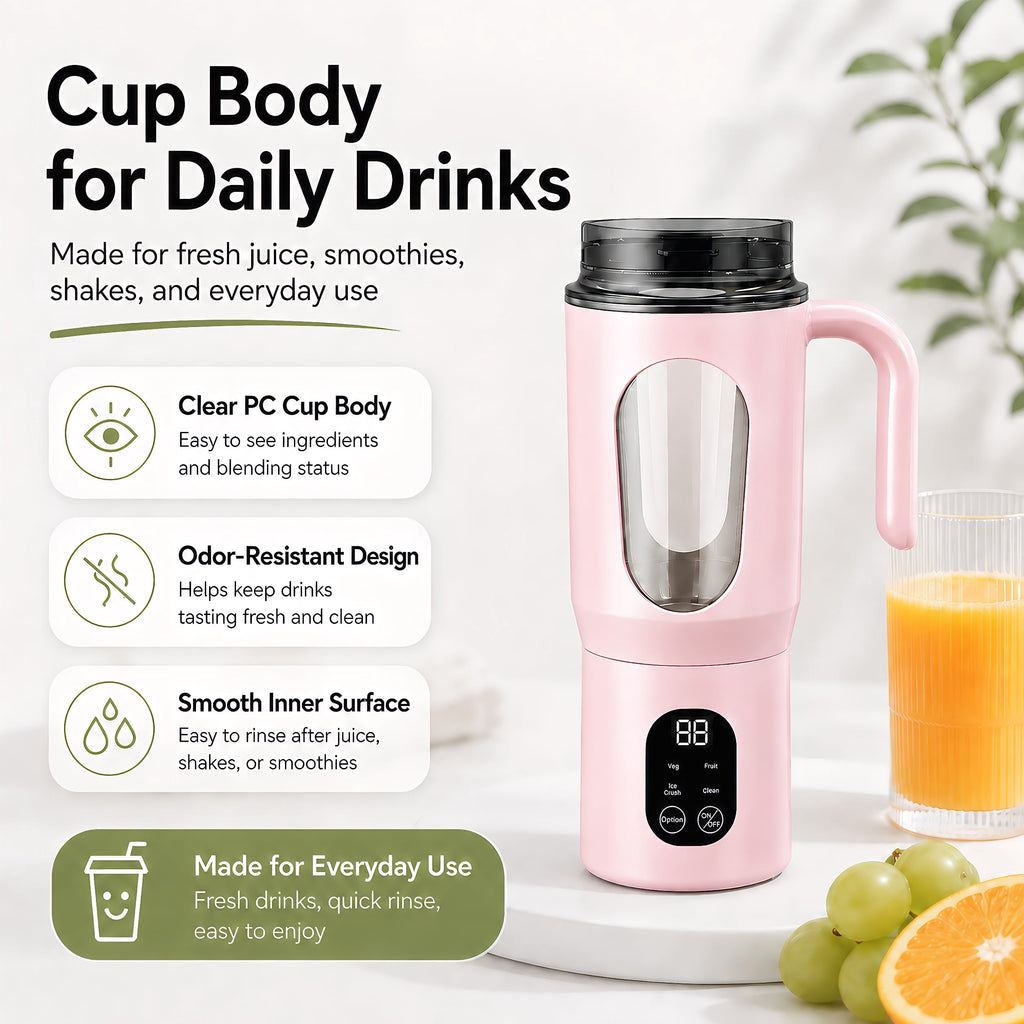 STARBIAO Portable Blender 19.6 oz Personal Juicer Cup, USB-C Rechargeable Mini Blender for Shakes & Smoothies, 12-Blade Stainless Steel, 4 Modes, Digital Display, Self-Cleaning, Beige