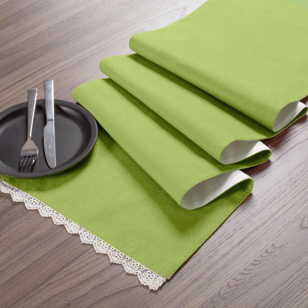 Fingercraft Table Runners, Cotton Dinner Table Centerpiece with Beautiful Premium Lace, Home and Dining Aqua-90